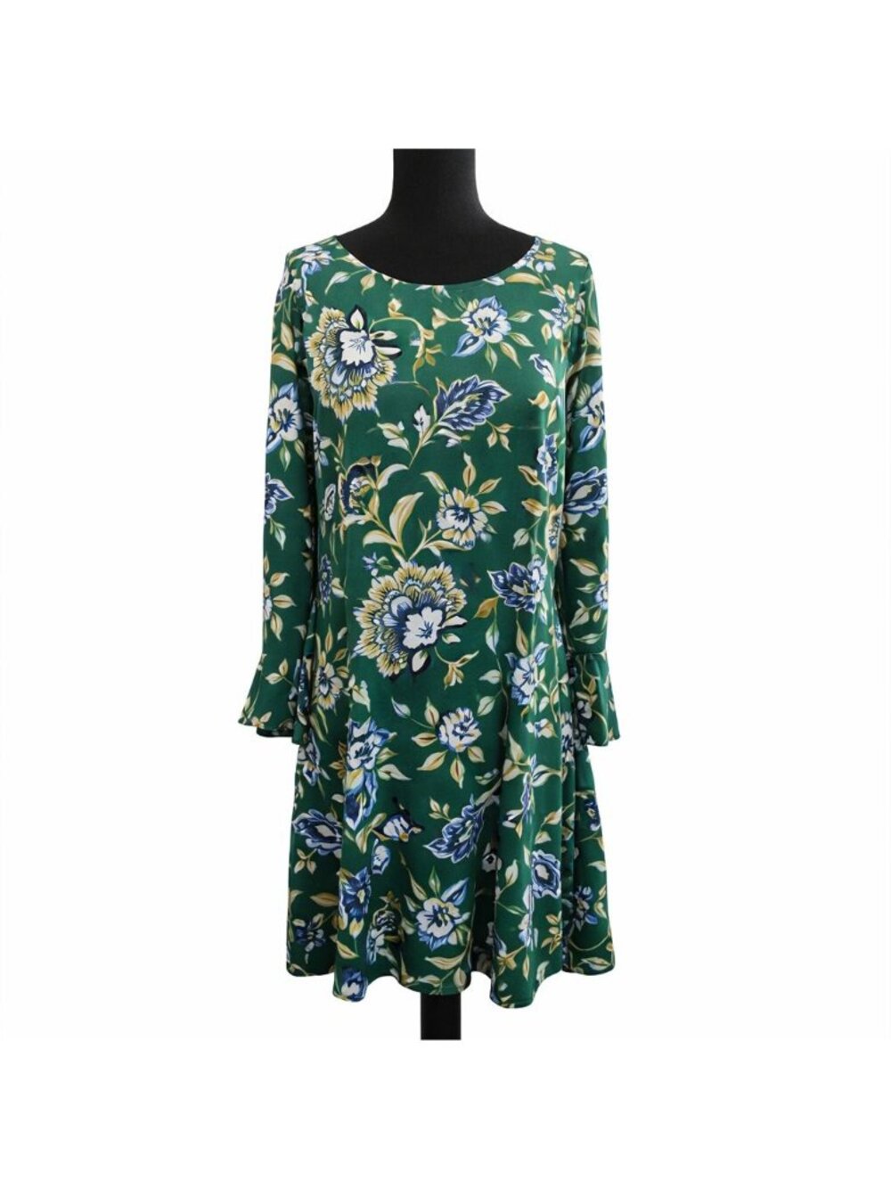 Old Navy Fit & Flare Dress – Green Floral, Flutter bell Sleeves, Size 14